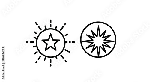 Two distinct starburst and sun icons representing light and energy.
