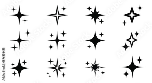 Collection of various sparkling star icons and glitter effects.