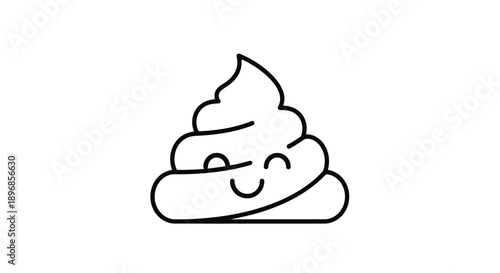 Happy Poop Emoji Outline Icon.