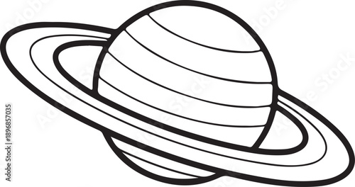 Saturn with rings vector illustration for space exploration.Vintage black saturn planet icon.