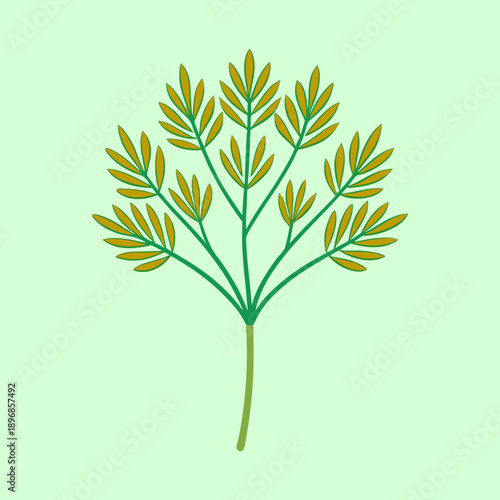 Stylized Plant Illustration with Symmetrical Branching and Leaf Pattern Design