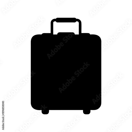 Black silhouette of a wheeled suitcase suitable for travel and vacation