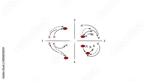 Detailed brain neural network diagram with red highlighted pathways and medical annotations