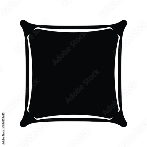 Black and white icon illustration of a square decorative pillow shape