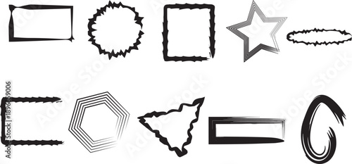 Collection of abstract black line art designs and scribbles