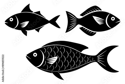 Fish vector illustration, Fish icon vector set, Fish silhouette vector