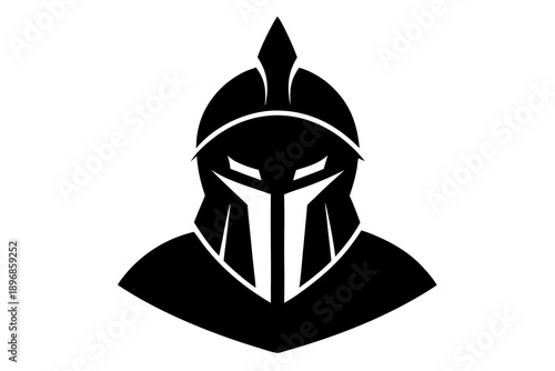 Knight with sword and shield vector, Helmet icon silhouette vector