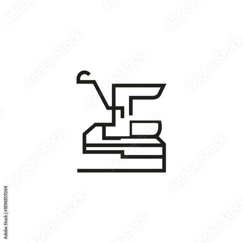 Simple Black Line Drawing of Anvil on White Background