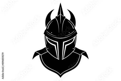Knight with sword and shield vector, Helmet icon silhouette vector