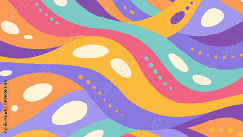 abstract groovy psychedelic colorful background flat color vector illustration template design
