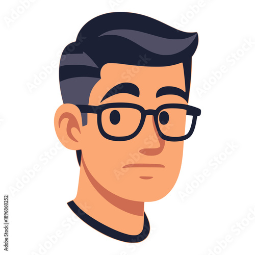 cool middle age man wearing glasses face profile avatar flat color vector illustration template design