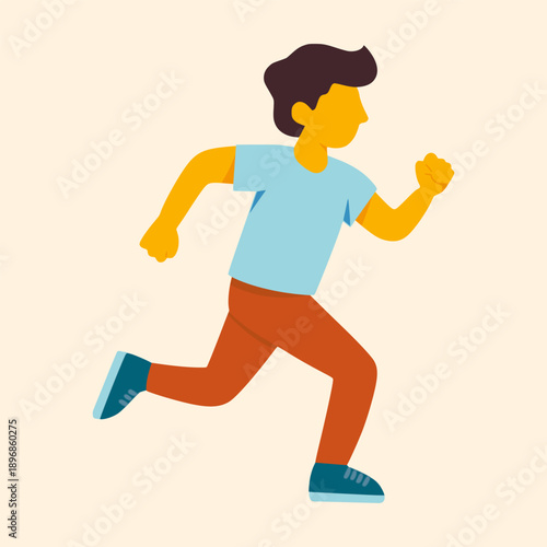 man running fast sport exercise healthy character flat color vector illustration template design