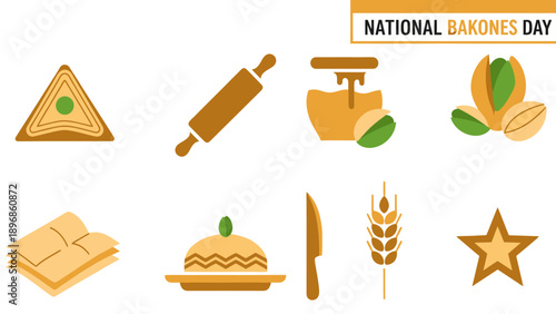 Graphic icons related to baking National Bakones Day