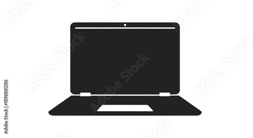 Black Laptop Computer with Blank Screen.
