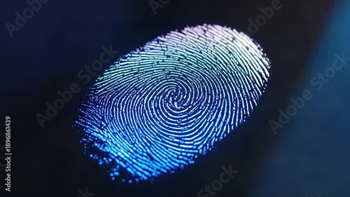 Wallpaper Mural Illuminated fingerprint swirls on a dark background, showcasing individual identity Torontodigital.ca