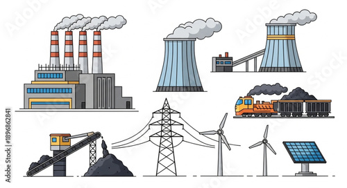 Industrial energy production and distribution elements collection.