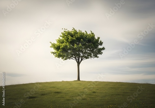 A solitary tree standing firm against wind and changing skies, symbolizing unwavering belief, mental resilience, inner strength, and a stable mindset that remains unshaken by pressure or temptation.