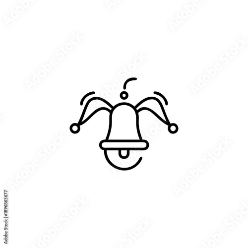 April Fools Day Outline Logo with Joker Bell and Cheerful Festive Motif Vector illustration
