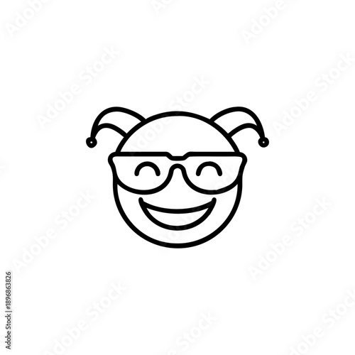 Happy Emoji with Disguise Glasses Outline for Fun Prank Concept Vector illustration