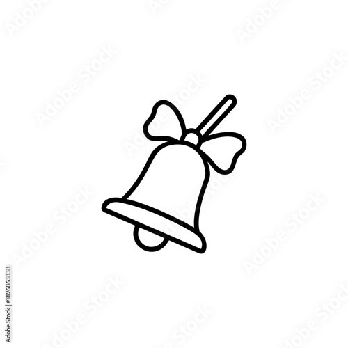 Minimal outline symbol of a joker bell with playful comic expression On white Background Vector illustration