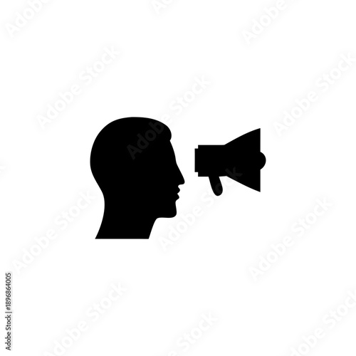 Megaphone Emitting Human Voice Waves Symbolizing Advocacy Awareness and Action Vector illustration