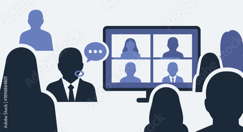 Silhouettes of People in Virtual Meeting.