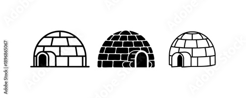 Minimalist Igloo Outline on White Background