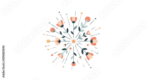 Colorful Floral Arrangement in Circular Pattern.