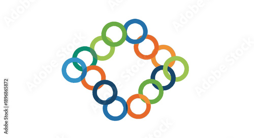 Colorful Interconnected Rings Forming Circle.