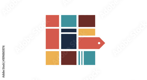 Colorful Grid with Red Pointer Icon.