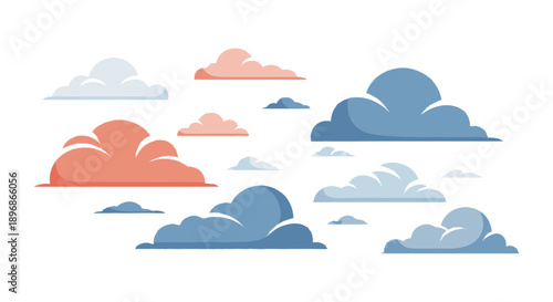 Collection of Various Colored Cloud Shapes.
