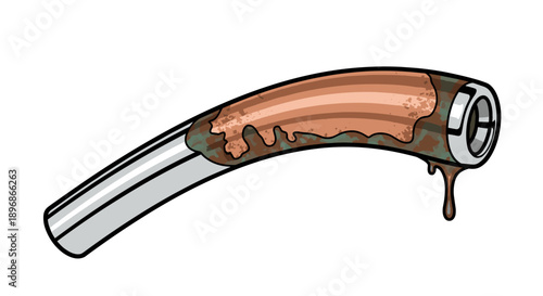 A cartoon illustration of a dirty, unhygienic metal door handle, covered in brown grime and dripping liquid, against a clean white background.