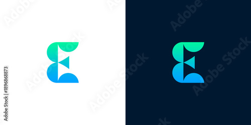 Geometric letter E logotype with a captivating blue and green color transition, embodying professionalism and future-focused brand concepts