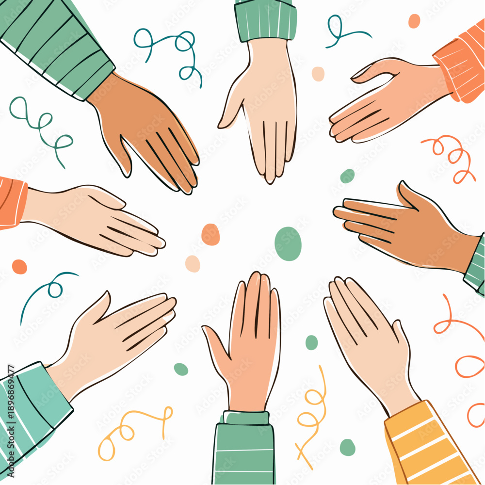 Fototapeta premium Diverse hands reaching together in unity and celebration