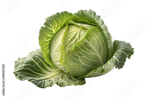 Fresh green cabbage isolated on white background