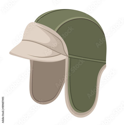 Green Winter Hat Illustration Isolated on White Background