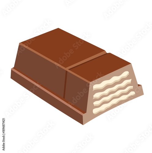 Chocolate Wafer Bar Illustration Isolated on White Background