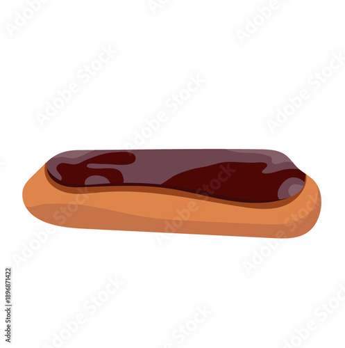 Chocolate Eclair Snack Illustration Isolated on White Background
