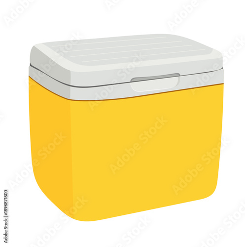 Picnic Yellow Cooler Box Illustration Isolated on White Background