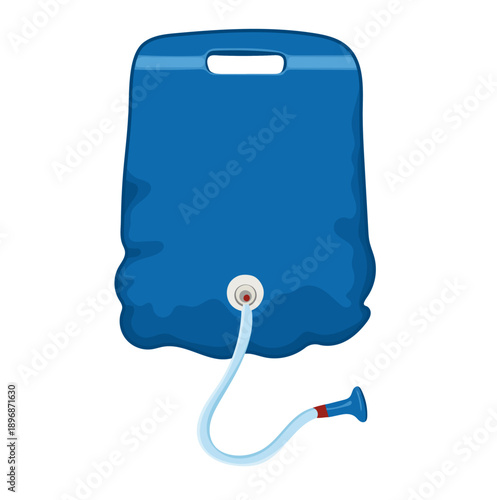 Portable Blue Solar Shower Bag Illustration Isolated on White Background