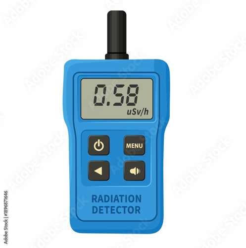 Blue Radiation Detector Device Illustration Isolated on White Background