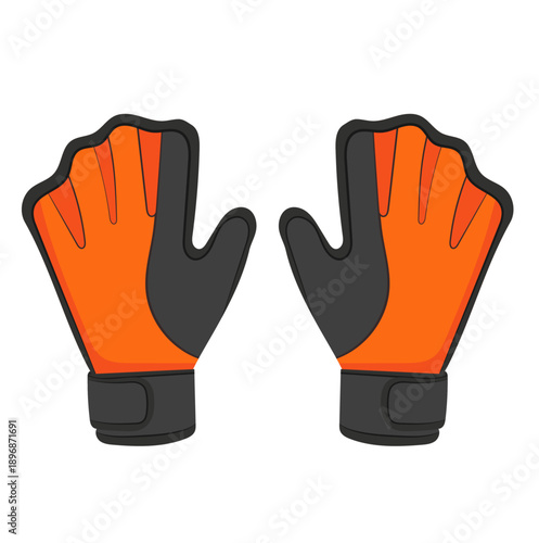 Pair of Orange Goalkeeper Gloves Illustration Isolated on White Background