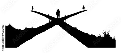 Decisive Paths: Silhouette Figures at Crossroads