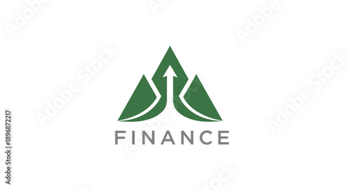 Green Finance Logo with Upward Arrow and Mountain Peaks.