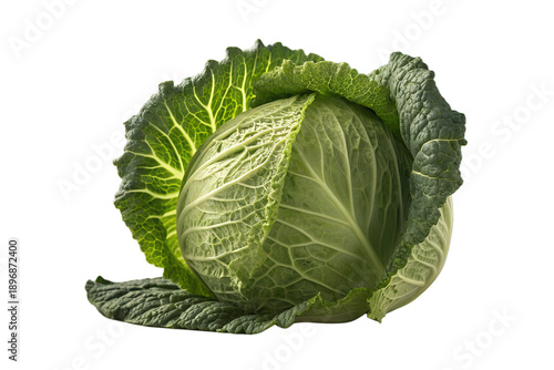 Fresh green cabbage isolated on white background