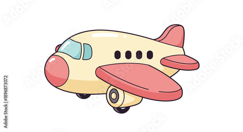 Cartoon Airplane with Pink Accents Illustration.