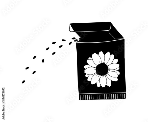 Black Silhouette Flower Box with Sunflower Design