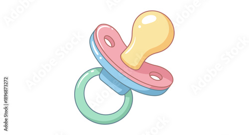 Colorful Baby Pacifier with Ring Attachment.