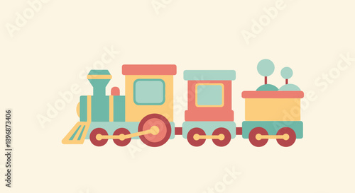 Colorful Toy Train with Multiple Cars.