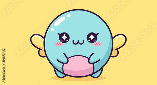 Cute Cartoon Character with Surprised Expression.